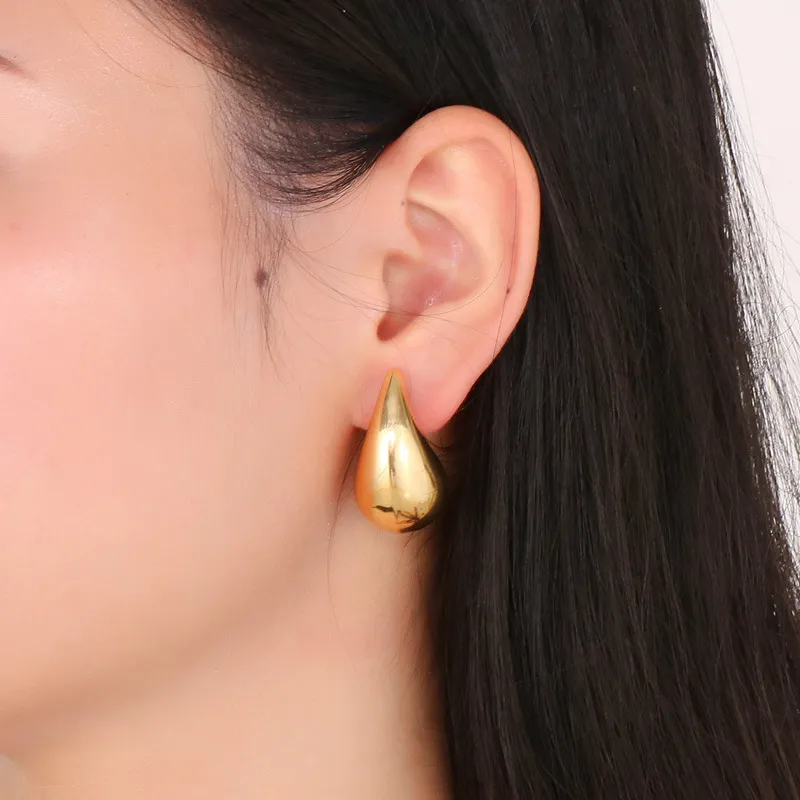 Gold Zircon Popular Daily Stainless Steel Double Gold Stud Earrings for Women