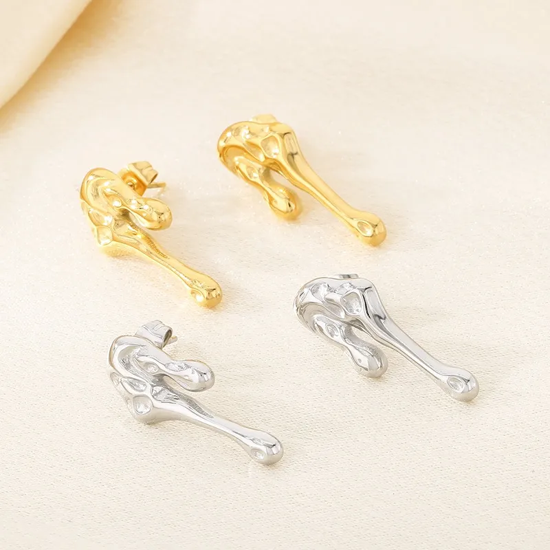 Fashionable Stainless Steel Multi Style Hollow Geometric Irregular Temperament Girl Earrings Jewelry Wholesale