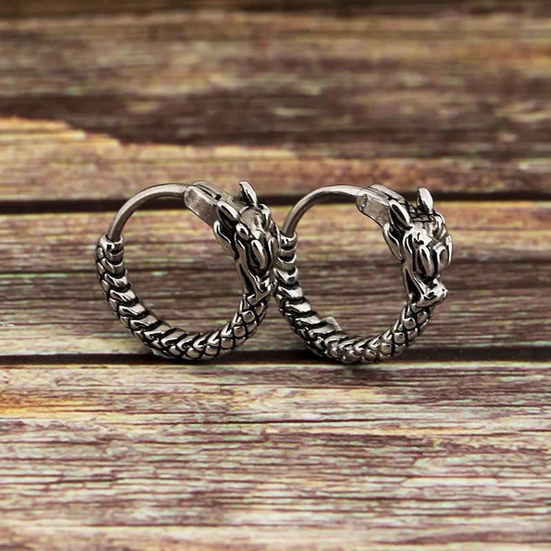 Stainless Steel Cast Jewelry Dragon Shaped Earrings Suitable for Daily Wear