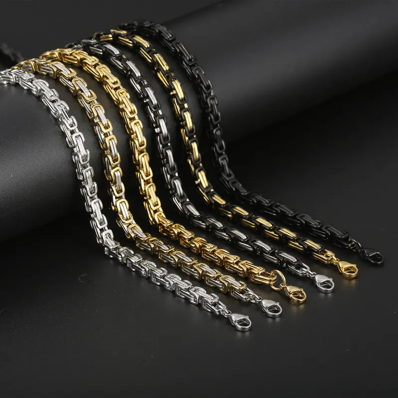 Hip-Hop Domineering Motorcycle Chain Men's Byzantine Circular Chain Stainless Steel Necklace