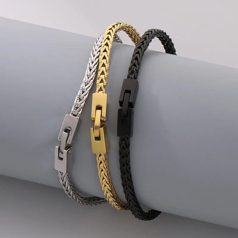 Karen Fashionable Dragon Bone Chain Bracelet Set Hip-Hop Street Style Stainless Steel Jewelry Buckle, Encrypted Chain, Men's Set Jewelry