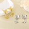 Luxury Double Layer Textured Butterfly Stainless Steel Earrings Unique Jewelry