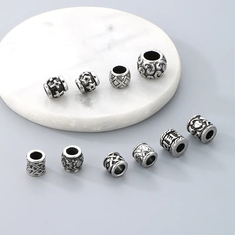 Stainless Steel Jewelry Barrel Bead Accessories Large Hole Bracelet Spacer Beads