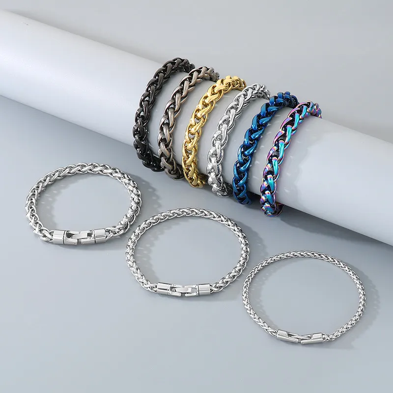 European and American Hip-Hop Style Cylindrical Jewelry Buckle, Rotatable Decompression Flower Basket Chain, Stainless Steel Men's Bracelet and Necklace Set