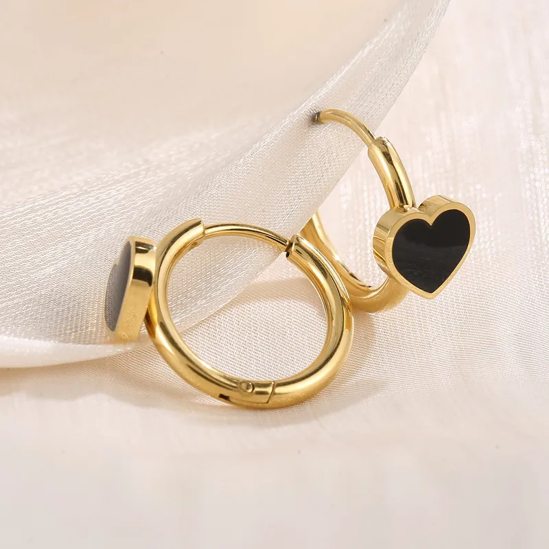 Stainless Steel Jewelry Heart-Shaped Earrings Suitable for Daily Wear