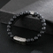 Trendy Men's Turquoise Stainless Steel Bangle Religious Cross Leather Bracelet