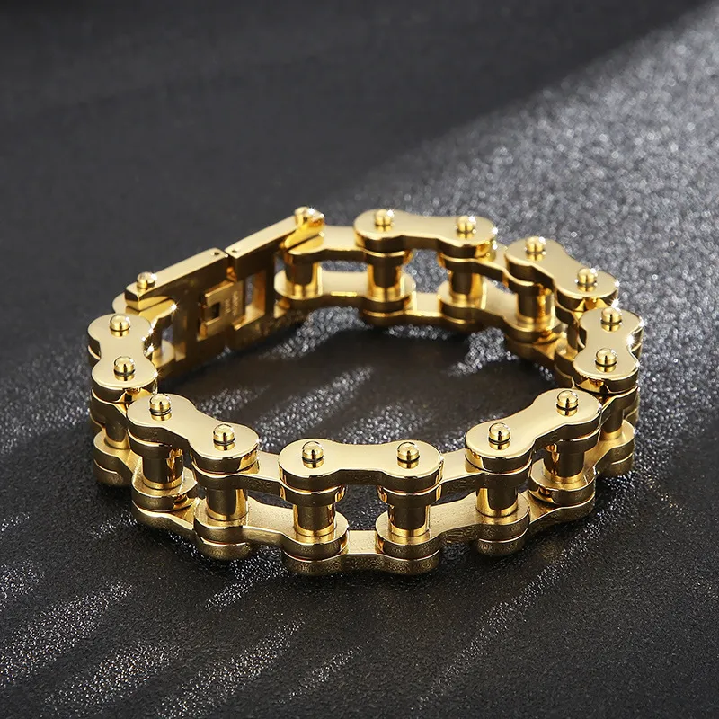 18mm European and American Men's Motorcycle Chain, Hip-Hop and Rock Style, Personalized Stainless Steel Men's Bicycle Chain Bracelet