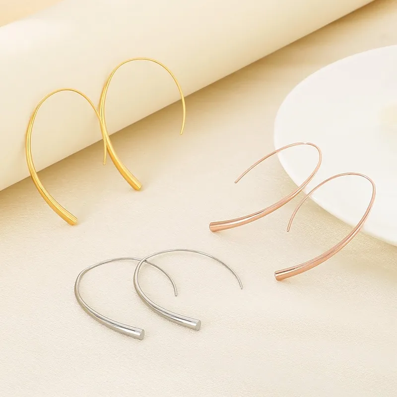 Geometric Arc Line Versatile Stainless Steel Earrings Women's Jewelry