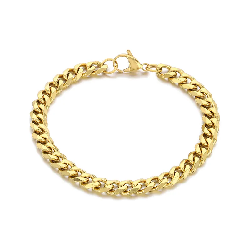 Wholesale Fashion Stainless Steel Cuban Chain Fried Dough Twists Chain Double Layer Overlay Hip Hop Bracelet for Men and Women
