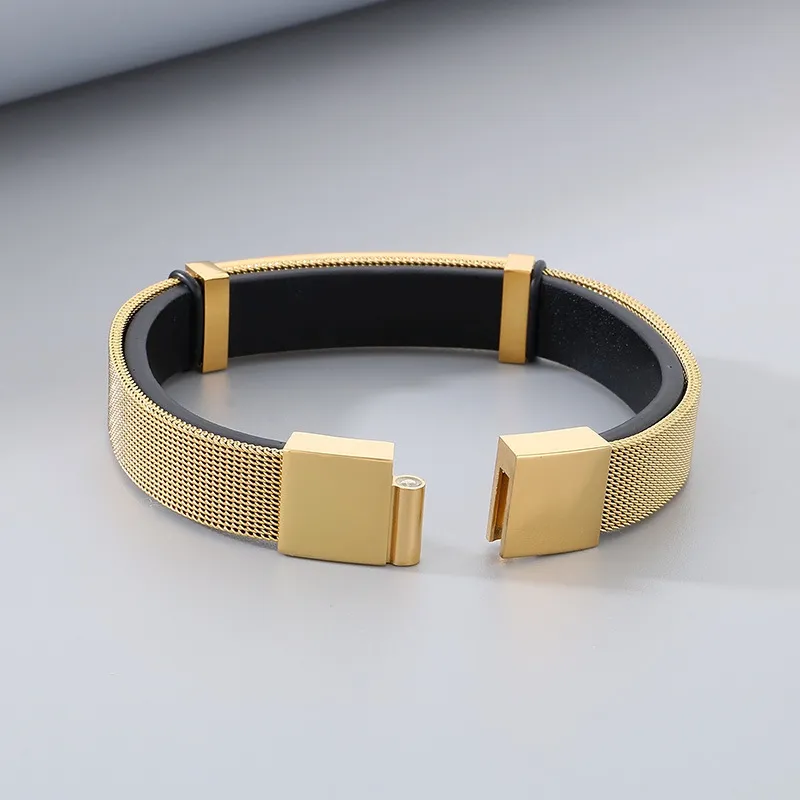 European and American Jewelry Straps, Woven Leather Curved Bracelets, Stainless Steel Bracelets That Can Be Engraved with Letters