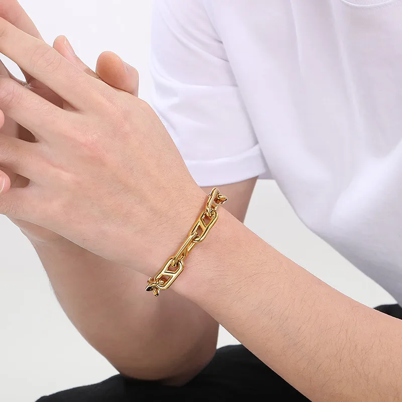 Minimalist Ins Style Stainless Steel Multi Style Pig Nose Chain Unisex Bracelet