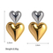 European American Heart Gold Plated Stud Earrings Stainless Steel Elegant Wholesale Jewelry