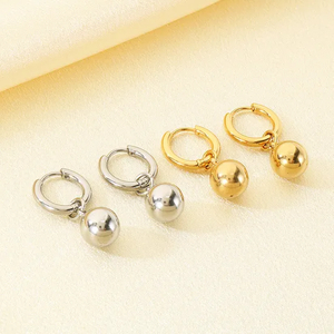 High Quality Stainless Steel Small Round Ball Temperament Women's Earrings Jewelry Wholesale