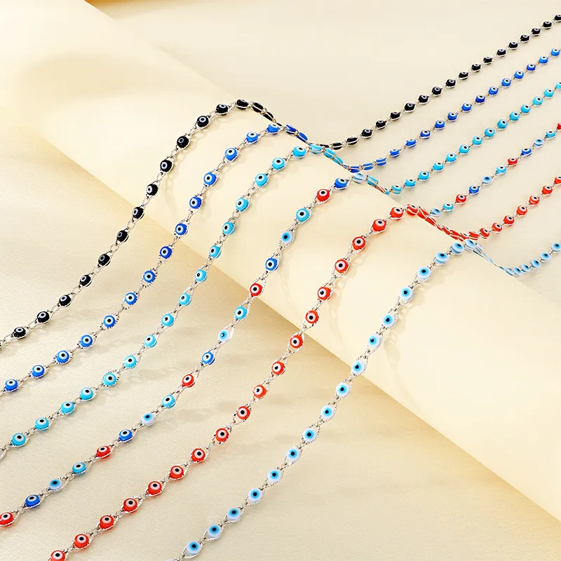 Fashionable Eyeglasses Chain with Devil's Eye Design Women's Trendy Copper Chain