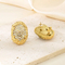 Popular Full Rhinestone Oval Stainless Steel Huggie Earrings Elegant Geometric Jewelry Wholesale