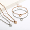 Stainless Steel 3D 18K Gold-Plated Heart-Shaped Bead Necklace and Bracelet Personalized Women's Set