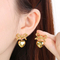Fashion Earrings 18K Gold-Plated Stainless Steel Ribbon Bow Heart Sweet Temperament Studs Earrings