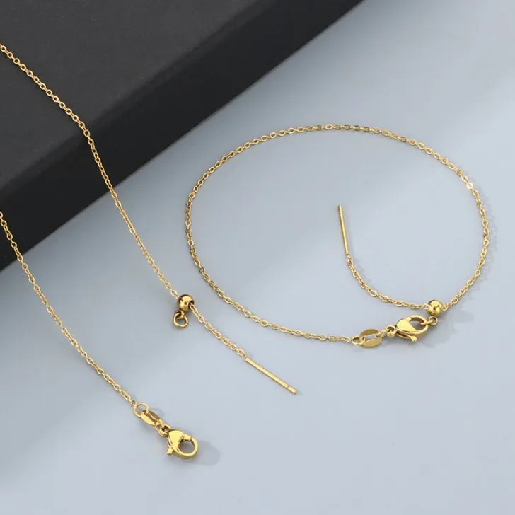 Universal Needle-Style Necklace Sets with Stainless Steel Drawstring