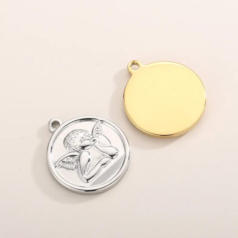 Stainless Steel Cupid Pendant Necklace Pendant Circular Hydraulic Jewelry Accessories