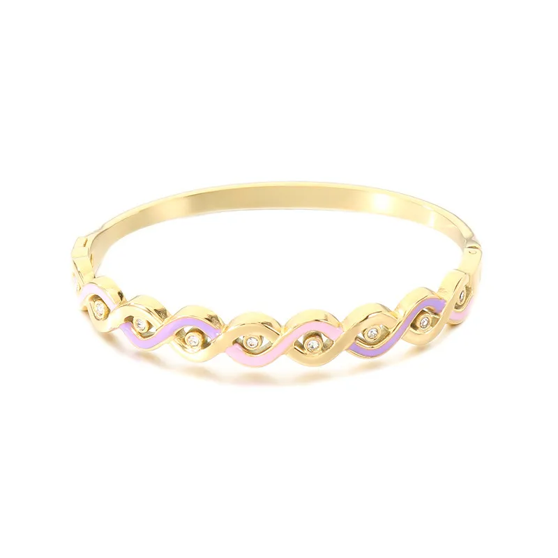 Vintage-Style Diamond-Encrusted Vintage-Style Diamond-Encrusted Stainless Steel Gold Bangles for Women