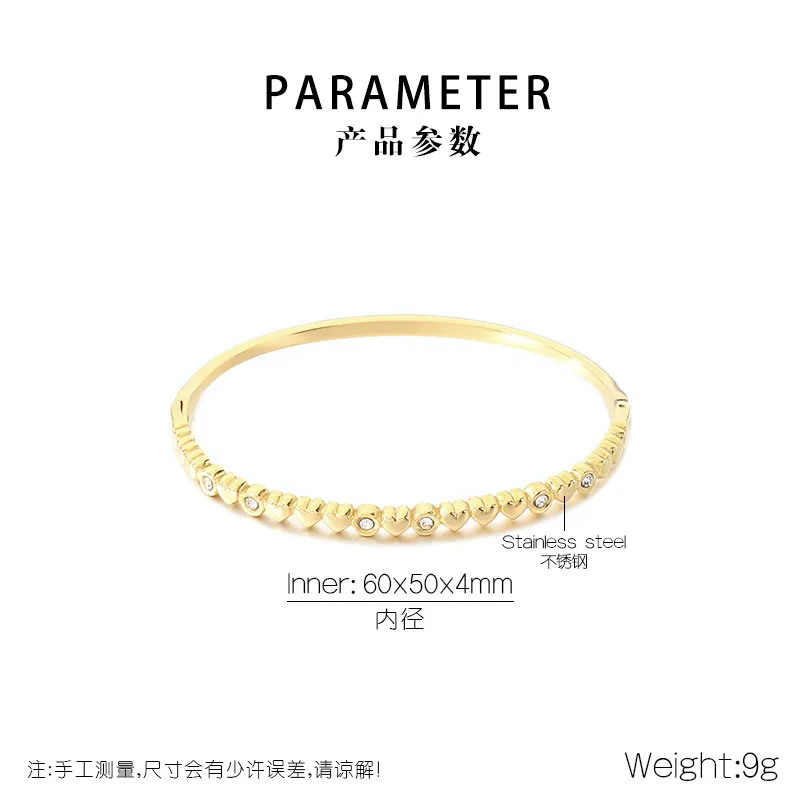 Stylish and Elegant Starry Heart-Shaped Stainless Steel Bangle Jewelry