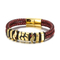 Men's Fashion Stainless Steel Metal Accessories Double-Layer Braided Leather Rope Bracelet