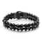 Men's Punk Style Stainless Steel Creative Skull Woven Leather Bracelet Accessory