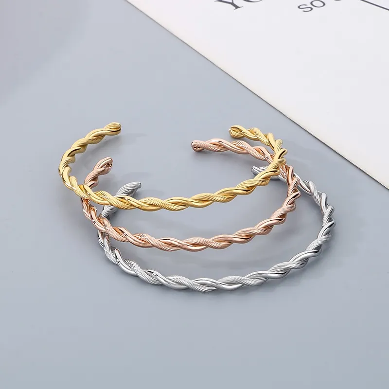 Stainless Steel C-Shaped Open Bangle Fashion Jewelry