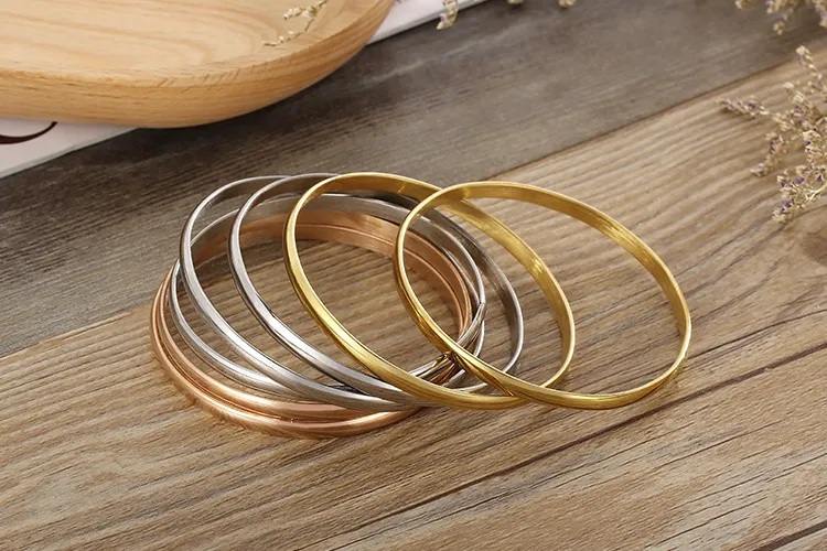 Stylish 18K Gold Plated Multi-Layered Stainless Steel Bangles
