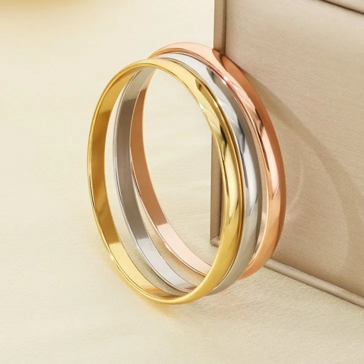 High-End Electroplated Fashion Women's DIY Gold Stainless Steel Bangle