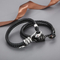 Fashionable Stainless Steel Winding Snake Animal Connection Hand Rope Woven Leather Men's Bracelet