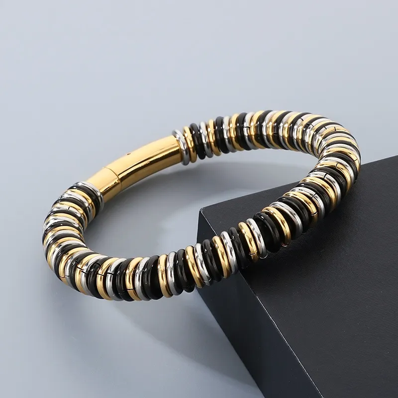 Trendy Stainless Steel Geometric Woven Multi-Layer Personalized Leather Bracelet